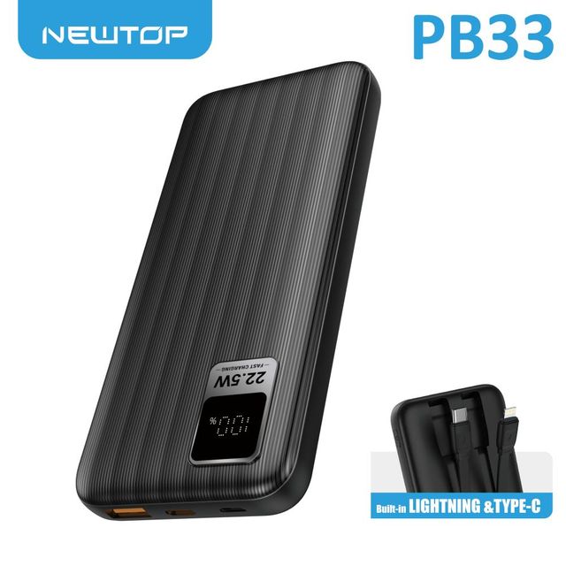 NEWTOP PB33 POWER BANK 22.5W FAST CHARGING CON CAVI 10000MAH NERO
