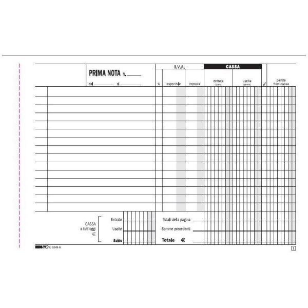 Edipro - Modulo prima nota - 50 fogli - 148 x 230 mm - duplicato - senza carbon…