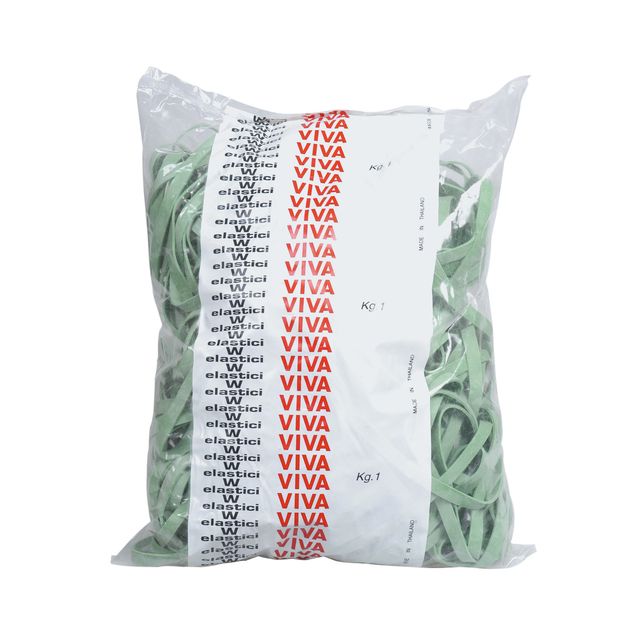 Elastici fettuccia - diametro 7 x 0,5 cm - 1 kg - gomma - verde - Viva