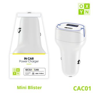 OXYN CAC01 MINI BLISTER CARICATORE DA MACCHINA QC3.0 + PD 38W
