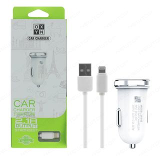 OXYN CARICATORE AUTO 2.1A 2USB CON CAVO LIGHTNING