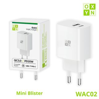 OXYN WAC02 MINI BLISTER CARICATORE QC3.0 + PD 20W
