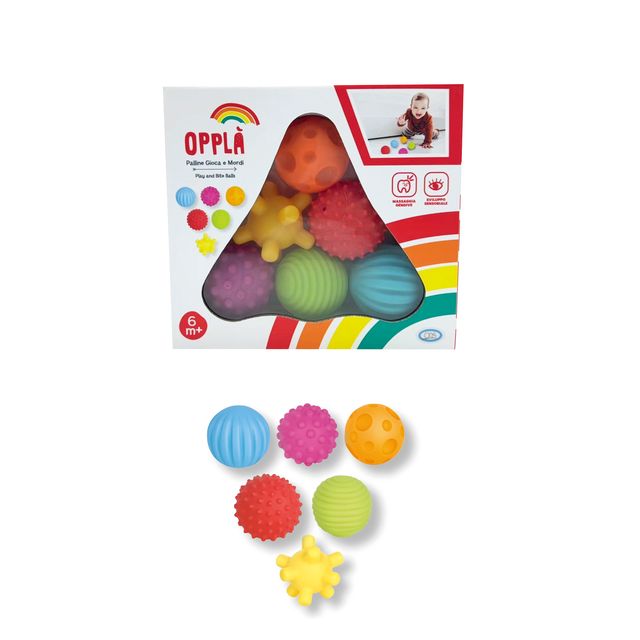 Opplà - 6 Palline Gioca & Mordi palline sensoriali in vinile diverse dimensioni…