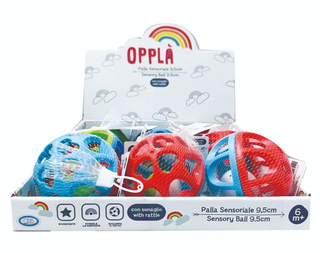 Opplà - Palla sensoriale 9.5 cm con sonaglino