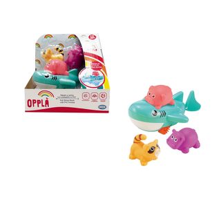 Opplà - Squalo retrocarica Gioco bagnetto con 3 animaletti in PVC