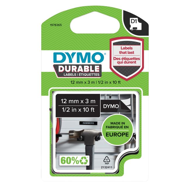 PARTI DI RICAMBIO DYMO D1 DURABLE - WHITE ON BLACK -