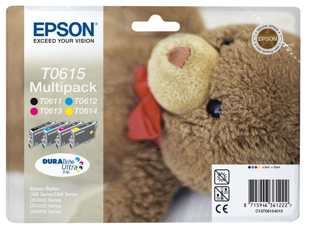 Epson - Multipack Cartuccia ink - C/M/Y/K - T0615 - C13T06154010 - 8ml cad