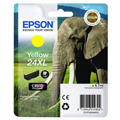 Epson 24XL - 8.7 ml - XL - giallo - originale - cartuccia d'inchiostro - per Ex…