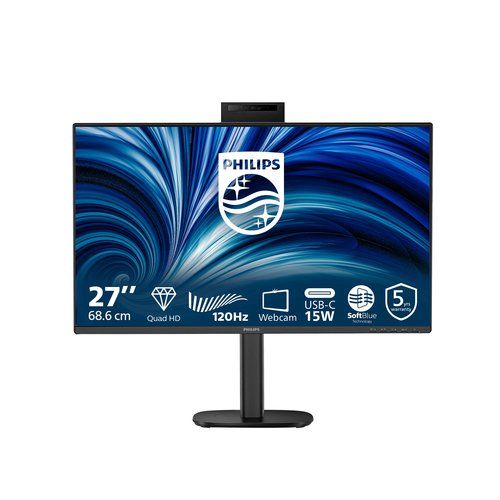 PHILIPS MONITOR 27 LED IPS QHD 16:9 4MS 350 CDM, PIVOT, USB-C, WEBCAM, DP/HDMI,…