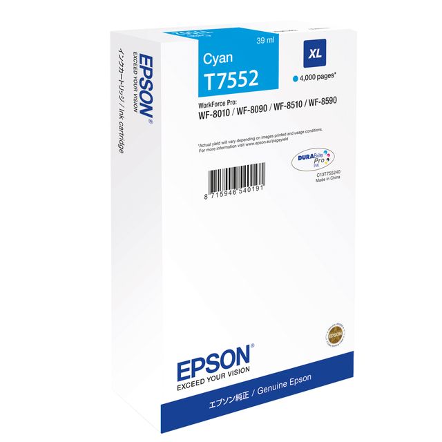 Epson T7552 - 39 ml - XL - ciano - originale - cartuccia d'inchiostro