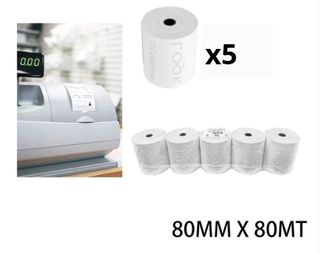 ROTOLI TERMICI PER CASSA 80X80 MT OMOLOGATI BPA FREE (CF.5 ROTOLI)