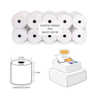 ROTOLI TERMICI PER POS 57X20 MT BPA FREE (CF. 10 ROTOLI)
