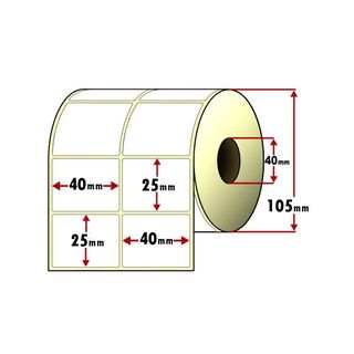 ROTOLO ETICHETTE RIMOVIBILE TERMICHE ADESIVE 40X25MM 2 PISTE 4000PZ