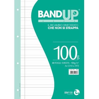 Ricambi forati rinforzati BandUP A4 100gr 40fg 1 rigo c/margine BM