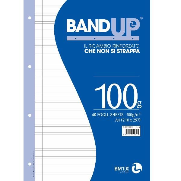 Ricambi forati rinforzati BandUP A4 100gr 40fg rigo di 3a BM