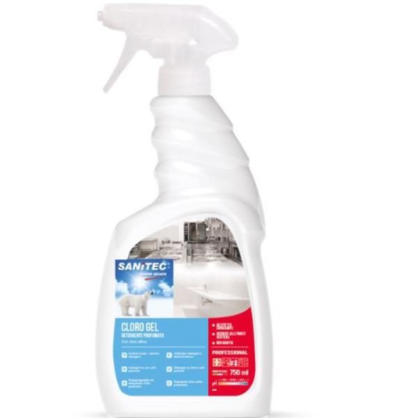 SANITEC CLORO GEL DETERGENTE SPRAY SANIFICANTE FLACONE DA 750ML CONF 6 Pz.