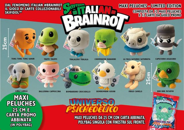 SKIFIDOL - ITALIAN BRAINROT PELUCHE MAXI PELUCHE 25CM CON CARTA PROMO IN POLYBAG
