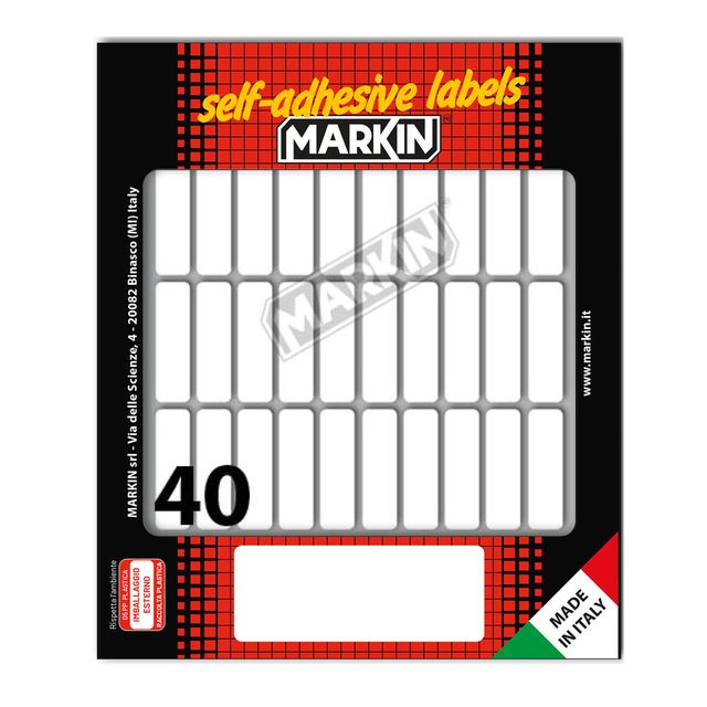 Etichette adesive - in carta - permanenti - 34 x 10 mm - 40 et/fg - 10 fogli - …