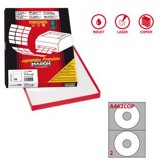 Etichette adesive A/462 - in carta - permanenti - diametro CD 117,5 mm - foro 4…