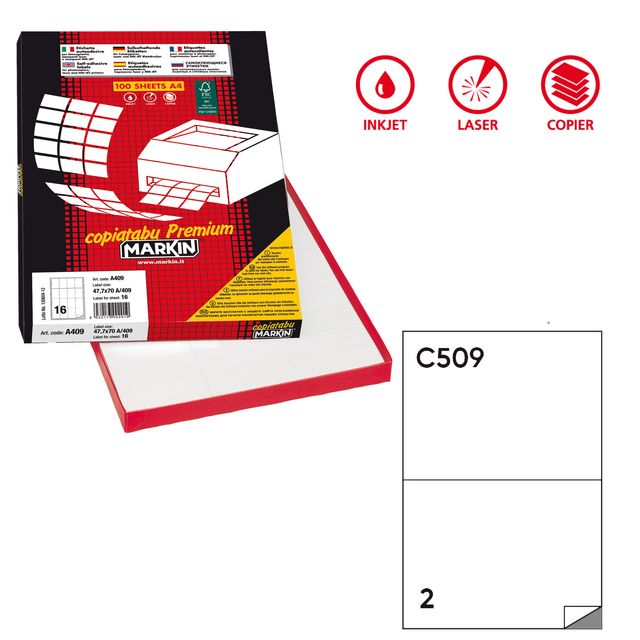 Etichette adesive C/509 - in carta - extra permanenti - 210 x 148,4 mm - 2 et/f…