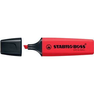 STABILO BOSS ORIGINAL EVIDENZIATORE PUNTA A SCALPELLO 2/5 mm ROSSO CONF 10 Pz.