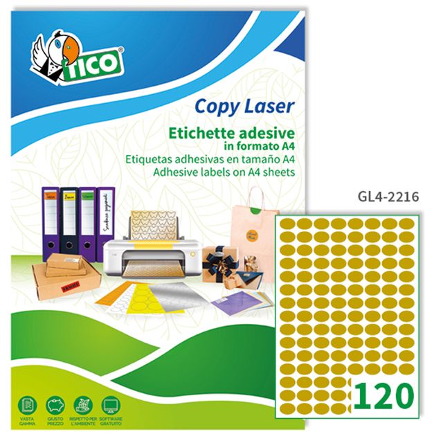 Etichette adesive ovali GL4 - in carta - permanenti - 22 x 16 mm - 120 et/fg - …