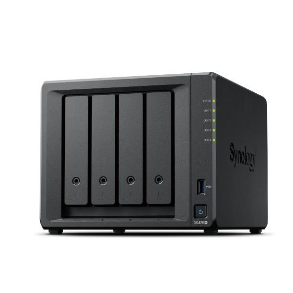 SYNOLOGY NAS TOWER 4X SATA, 2X NVME, MAX 40 CAM, CELERON J4125, 2GB RAM, 2.5GBE…