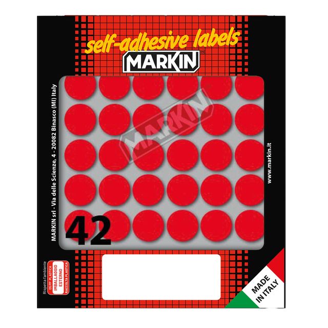 Etichette adesive tonde - in carta - permanenti - diametro 18 mm - 42 et/fg - 1…