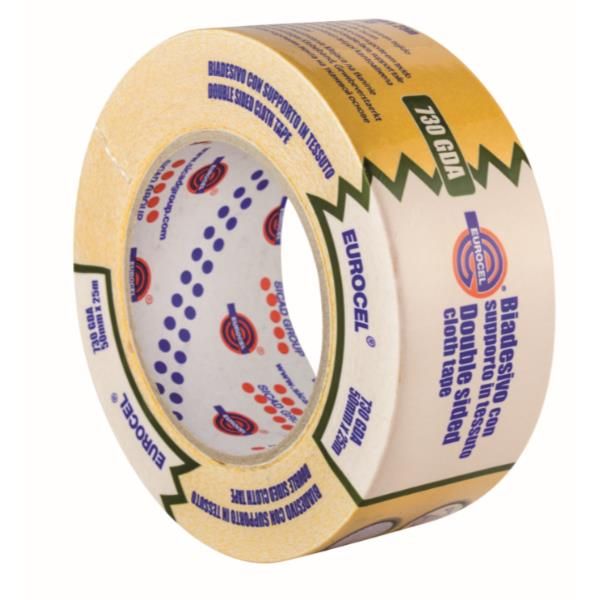 Eurocel 730 GDA - Nastro biadesivo - 50 mm x 25 m - tessuto sintetico - bianco