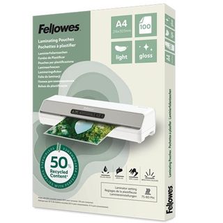 Scatola 100 pouches riciclate 80mic A4 Fellowes