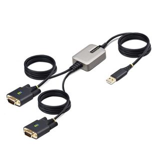 StarTech.com 13ft (4m) 2-Port USB to Serial Adapter Cable, Interchangeable DB9 …