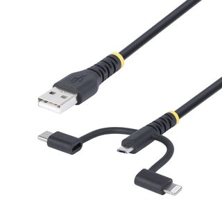 StarTech.com 3.3ft USB Multi Charging Cable, Lightning/Micro-USB/Type-C - Kit c…