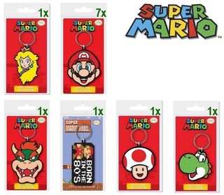 Super Mario Portachiavi 2D PVC assortitis 6,5x12cm