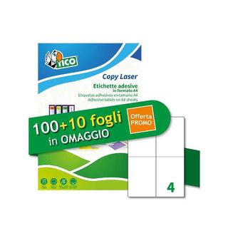TICO LP4W-105148P ETICHETTE ADESIVE STAMPA LASER 105X148 mm BIANCO CONF 140 Pz.
