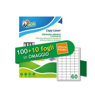 TICO LP4W-3723P ETICHETTE ADESIVE STAMPA LASER 37X23 mm BIANCO CONF 660 Pz.
