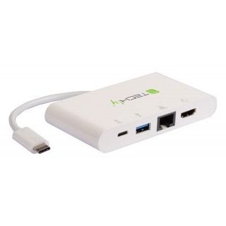 Techly IADAP USB31-DOCK1 Adattatore USB-C a HDMI 4K, USB-A 3.0, RJ45 Gigabit, U…