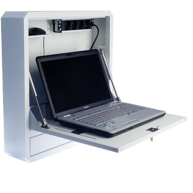Techly ICRLIM01W2 Armadietto per laptop da parete anti-furto da 19" con ripiano…