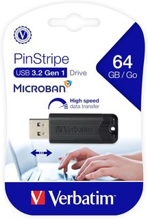 USB FLASH 64GB VERBATIM STORE'N' GO PINSTRIPE USB 3.0 49318