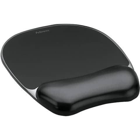 Fellowes Gel Crystals - Tappetino per mouse con poggiapolso - nero