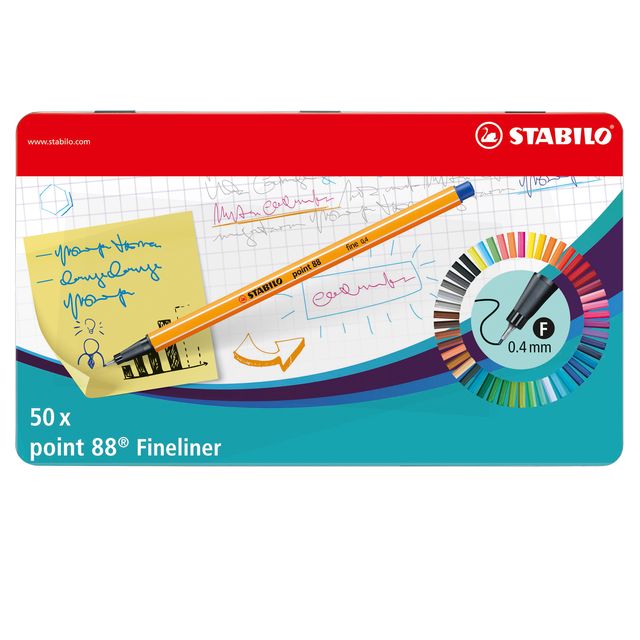 Fineliner Point 88 - tratto 0,4 mm - colori assortiti - Stabilo - scatola metal…