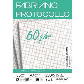 Foglio protocollo - A4 - 5 mm - 60 gr - Fabriano - conf. 200 fogli