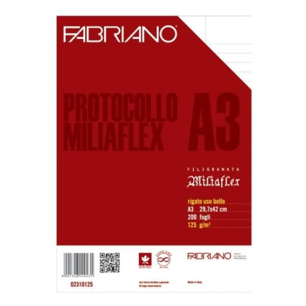 Foglio protocollo - A4 - uso bollo - 125 gr - Fabriano - conf. 200 pezzi