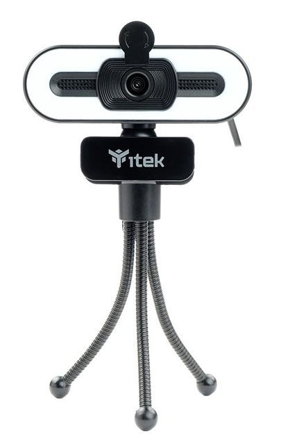 iTek W401L Webcam con microfono, FullHD, 30FPS, USB, Treppiede, Luce LED 3 mode…
