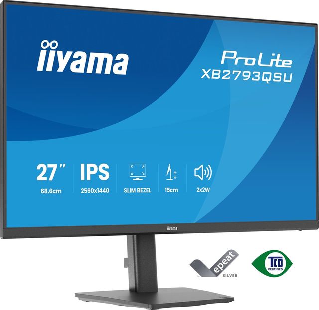 iiyama XB2793QSU-B1 Monitor ProLite 27" IPS QHD HDMI DP 2xUSB HAS