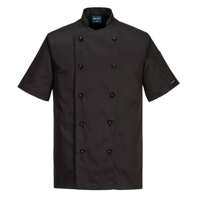 Giacca cuoco Kent - maniche corte - taglia XL - nero - Portwest