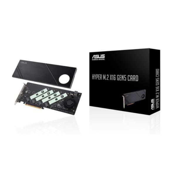 ASUS Hyper M.2 x16 Gen5 Card, PCIe, M.2, PCIe 5.0, Nero, PC, Attivo