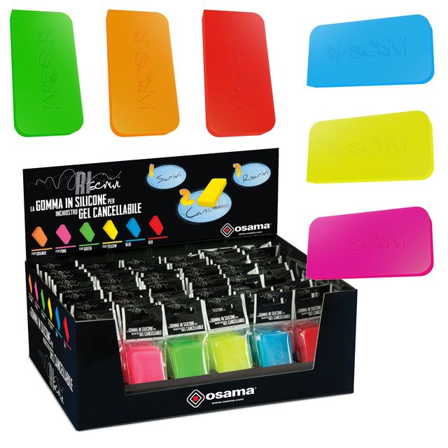 Gomma Riscrivi per gel cancellabile - colori assortiti - 6x3cm - Osama