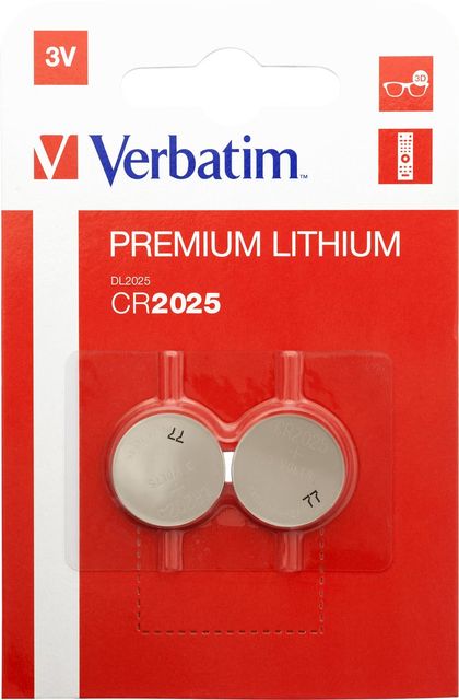 Verbatim - Blister 2 MicroPile a pastiglia CR2025 - litio - 49935 - 3V