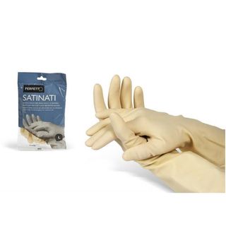 Guanti in lattice - satinati - taglia S/6 - bianco - Perfetto - blister 2 pezzi