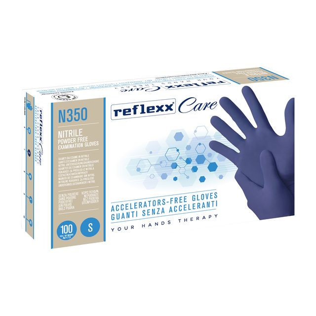 Guanti nitrile ipoallergenici N350 - senza acceleranti - taglia S - blu - Refle…